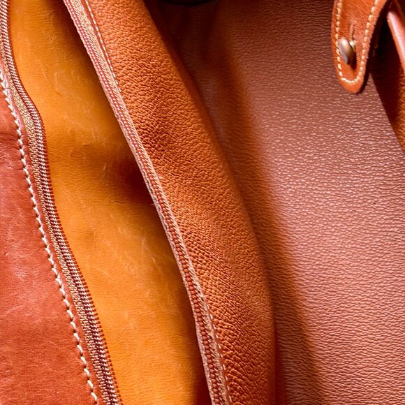 Vintage 90s Dooney & Bourke AWL Medium Zip Top Satchel - Bone & British Tan - Picture 4 of 6